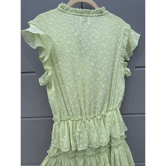 Misa Lilian Tiered Honeydew Ruffle V-Neck Clip Dot Mini Dress Size XS  coquette - Picture 6 of 15